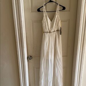 Charlotte Russe White Maxi Dress with Gold Accents